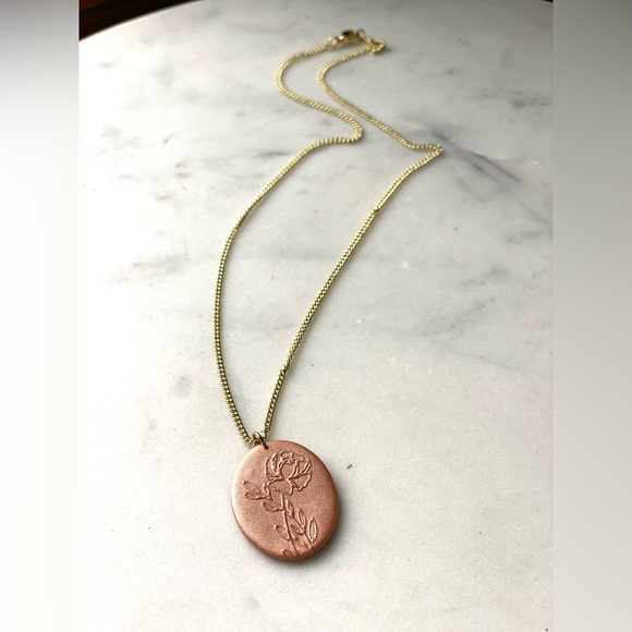 Floral Polymer Clay Pendant Necklace - Picture 2 of 4